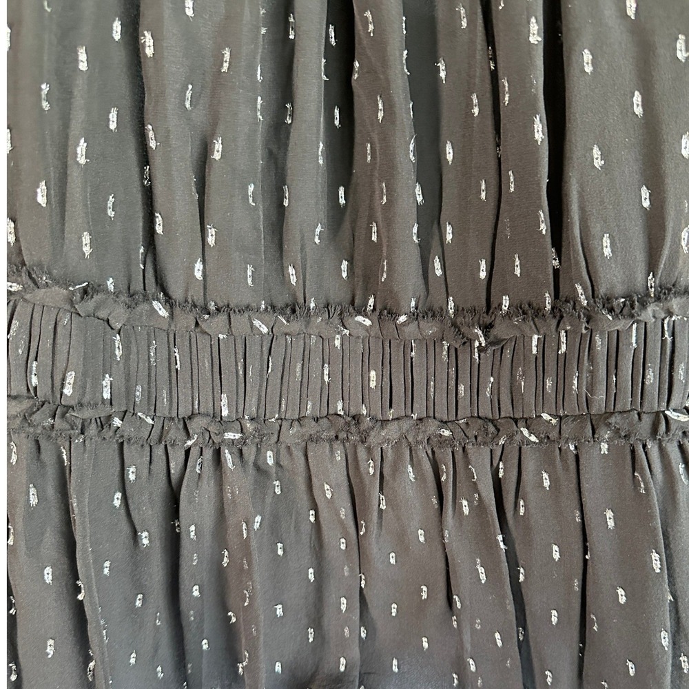 Joie Halter Top Silk Blend Black Silver Metallic Clip Dot Peplum Small Evening - Picture 10 of 13